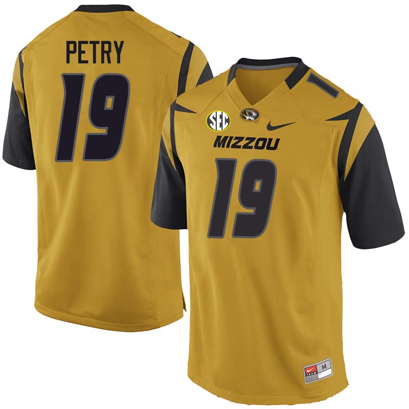 Men #19 Terry Petry Missouri Tigers College Football Jerseys Sale-Yellow